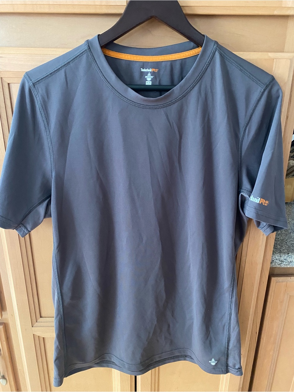 Timberland Grayish brown Short Sleeve Performance Tee with Orange Accent